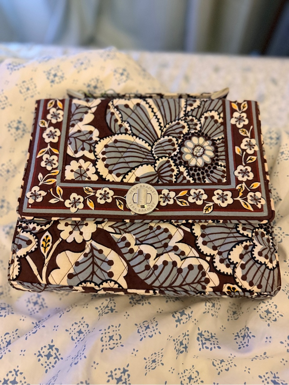 Vera Bradley Retired Brown Floral Convertible Crossbody Satchel Bag